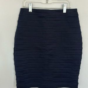 Express skirt in Dark Navy Blue Stretch Ribbed Bandage.